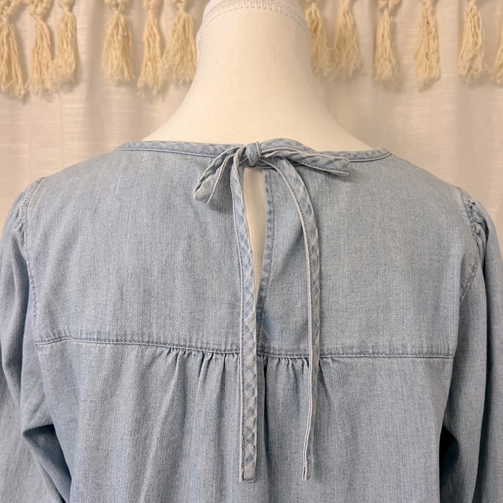 Madewell Denim Tie Back Long Sleeve in Aurea Wash - Picture 3 of 5